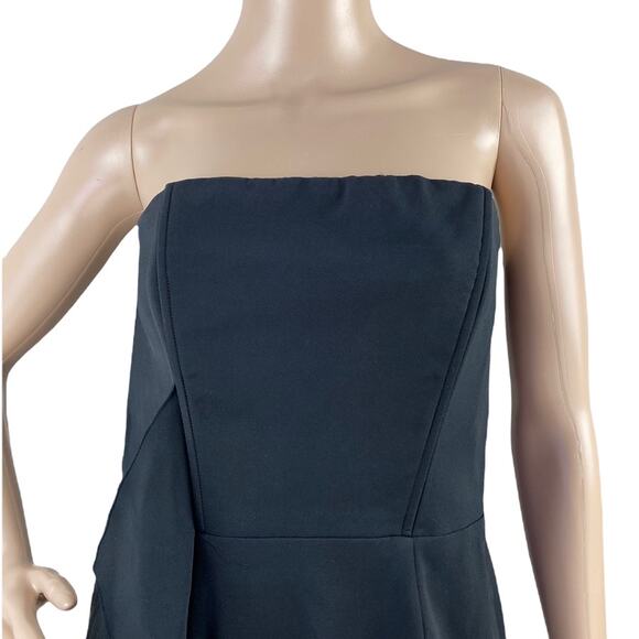 New Jay Godfrey Women's Black Ruffled Strapless Sheath Cocktail Dress Size 10 - Picture 2 of 5